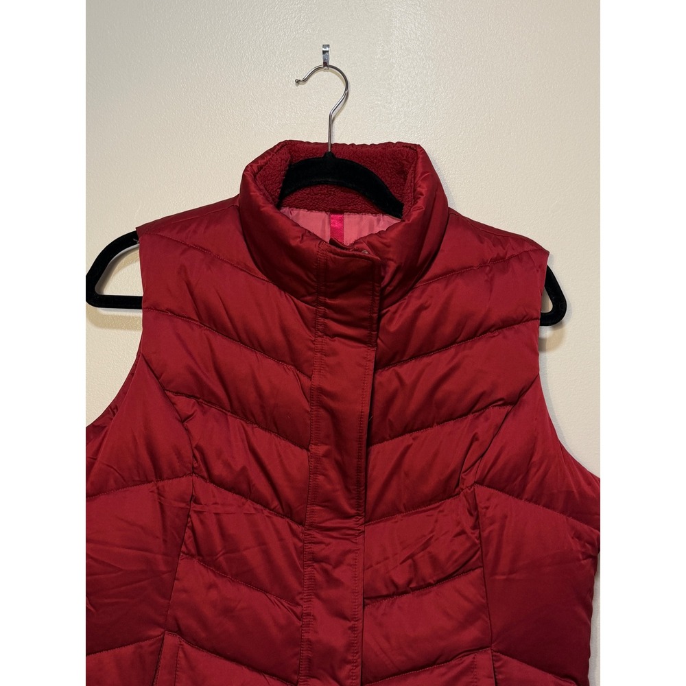 Eddie Bauer Puffer Vest L 550 Fill Goose Down Quilted Red Sleeveless Jacket